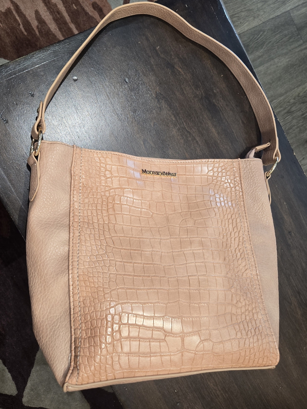 Montana West Tan Croc-Embossed Women’s Shoulder Bag